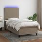 Preview: ARDEBO.de - Boxspringbett mit Matratze & LED Taupe 90x200 cm Stoff