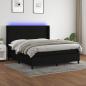 Preview: ARDEBO.de - Boxspringbett mit Matratze & LED Schwarz 180x200 cm Stoff