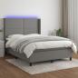 Preview: ARDEBO.de - Boxspringbett mit Matratze & LED Dunkelgrau 140x190 cm Stoff