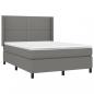 Preview: Boxspringbett mit Matratze & LED Dunkelgrau 140x190 cm Stoff