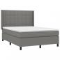 Preview: Boxspringbett mit Matratze & LED Dunkelgrau 140x190 cm Stoff