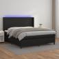 Preview: ARDEBO.de - Boxspringbett mit Matratze & LED Schwarz 160x200 cm Kunstleder