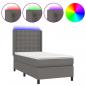 Preview: Boxspringbett mit Matratze & LED Grau 90x200 cm Kunstleder