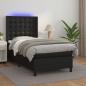 Preview: ARDEBO.de - Boxspringbett mit Matratze & LED Schwarz 90x200 cm Kunstleder