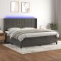 Preview: ARDEBO.de - Boxspringbett mit Matratze & LED Dunkelgrau 200x200 cm Samt