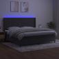 Preview: Boxspringbett mit Matratze & LED Dunkelgrau 200x200 cm Samt