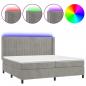 Preview: Boxspringbett mit Matratze & LED Hellgrau 200x200 cm Samt