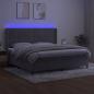 Preview: Boxspringbett mit Matratze & LED Hellgrau 200x200 cm Samt