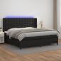 Preview: ARDEBO.de - Boxspringbett mit Matratze & LED Schwarz 200x200 cm Kunstleder