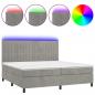 Preview: Boxspringbett mit Matratze & LED Hellgrau 200x200 cm Samt