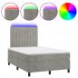 Preview: Boxspringbett mit Matratze & LED Hellgrau 120x200 cm Samt