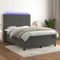 Preview: ARDEBO.de - Boxspringbett mit Matratze & LED Dunkelgrau 140x190 cm Samt