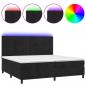 Preview: Boxspringbett mit Matratze & LED Schwarz 200x200 cm Samt