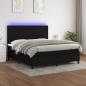 Preview: ARDEBO.de - Boxspringbett mit Matratze & LED Schwarz 180x200 cm Stoff