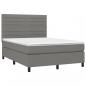 Preview: Boxspringbett mit Matratze & LED Dunkelgrau 140x190 cm Stoff