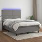 Preview: ARDEBO.de - Boxspringbett mit Matratze & LED Dunkelgrau 140x190 cm Stoff