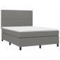 Preview: Boxspringbett mit Matratze & LED Dunkelgrau 140x190 cm Stoff