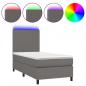 Preview: Boxspringbett mit Matratze & LED Grau 90x200 cm Kunstleder