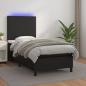 Preview: ARDEBO.de - Boxspringbett mit Matratze & LED Schwarz 100x200 cm Kunstleder