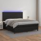 Preview: ARDEBO.de - Boxspringbett mit Matratze & LED Schwarz 160x200 cm Kunstleder