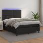 Preview: ARDEBO.de - Boxspringbett mit Matratze & LED Schwarz 140x190 cm Kunstleder