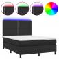 Preview: Boxspringbett mit Matratze & LED Schwarz 140x190 cm Kunstleder