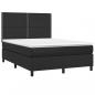 Preview: Boxspringbett mit Matratze & LED Schwarz 140x190 cm Kunstleder