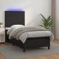 Preview: ARDEBO.de - Boxspringbett mit Matratze & LED Schwarz 90x190 cm Kunstleder