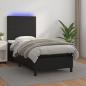 Preview: ARDEBO.de - Boxspringbett mit Matratze & LED Schwarz 90x200 cm Kunstleder