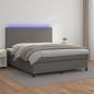 Preview: ARDEBO.de - Boxspringbett mit Matratze & LED Grau 180x200 cm Kunstleder