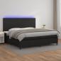 Preview: ARDEBO.de - Boxspringbett mit Matratze & LED Schwarz 200x200 cm Kunstleder