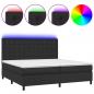 Preview: Boxspringbett mit Matratze & LED Schwarz 200x200 cm Kunstleder