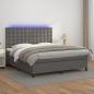 Preview: ARDEBO.de - Boxspringbett mit Matratze & LED Grau 180x200 cm Kunstleder