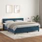 Preview: ARDEBO.de - Boxspringbett mit Matratze Dunkelblau 160x200 cm Samt