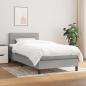 Preview: ARDEBO.de - Boxspringbett mit Matratze Hellgrau 90x190 cm Stoff