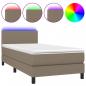 Preview: Boxspringbett mit Matratze & LED Taupe 90x200 cm Stoff