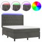 Preview: Boxspringbett mit Matratze & LED Dunkelgrau 140x190 cm Samt