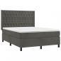 Preview: Boxspringbett mit Matratze & LED Dunkelgrau 140x190 cm Samt