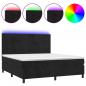 Preview: Boxspringbett mit Matratze & LED Schwarz 160x200 cm Samt