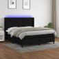 Preview: ARDEBO.de - Boxspringbett mit Matratze & LED Schwarz 180x200 cm Stoff