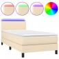 Preview: Boxspringbett mit Matratze & LED Creme 90x190 cm Stoff