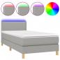 Preview: Boxspringbett mit Matratze & LED Hellgrau 90x190 cm Stoff