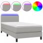 Preview: Boxspringbett mit Matratze & LED Hellgrau 90x190 cm Stoff