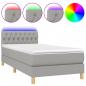 Preview: Boxspringbett mit Matratze & LED Hellgrau 90x190 cm Stoff