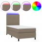 Preview: Boxspringbett mit Matratze & LED Taupe 90x190 cm Stoff