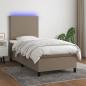 Preview: ARDEBO.de - Boxspringbett mit Matratze & LED Taupe 90x190 cm Stoff