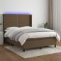 Preview: ARDEBO.de - Boxspringbett mit Matratze & LED Dunkelbraun 140x190 cm Stoff