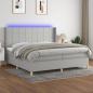 Preview: ARDEBO.de - Boxspringbett mit Matratze & LED Hellgrau 200x200 cm Stoff