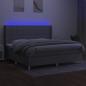 Preview: Boxspringbett mit Matratze & LED Hellgrau 200x200 cm Stoff