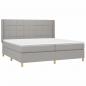 Preview: Boxspringbett mit Matratze & LED Hellgrau 200x200 cm Stoff